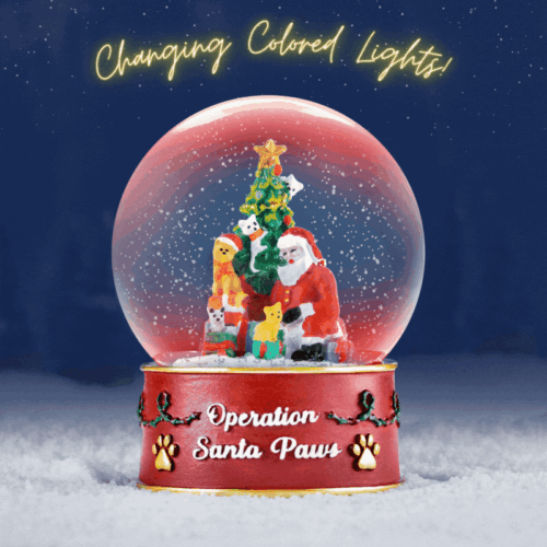 Operation Santa Paws Christmas Cat Snow Globe with Colored Lights- Sneak Peak Special Pricing 38% Off