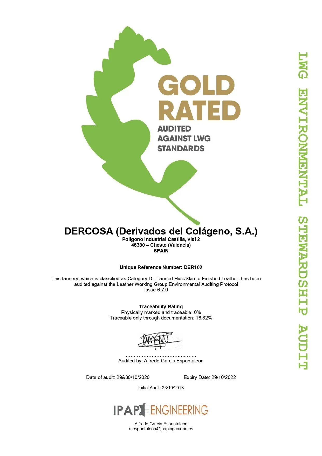 LEATHER WORKING GROUP GOLD | Dercosa